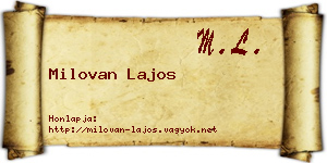 Milovan Lajos névjegykártya